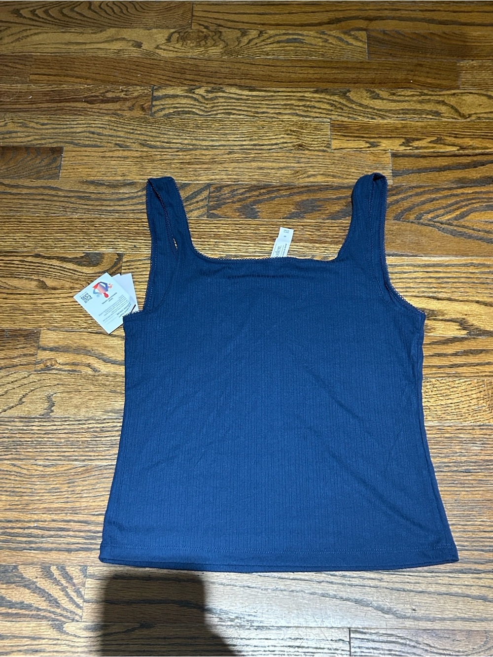 Sleeveless Ribbed Tank Top - Navy